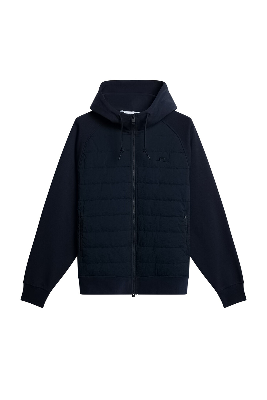 chaqueta híbrida con capucha y cremallera mijo
