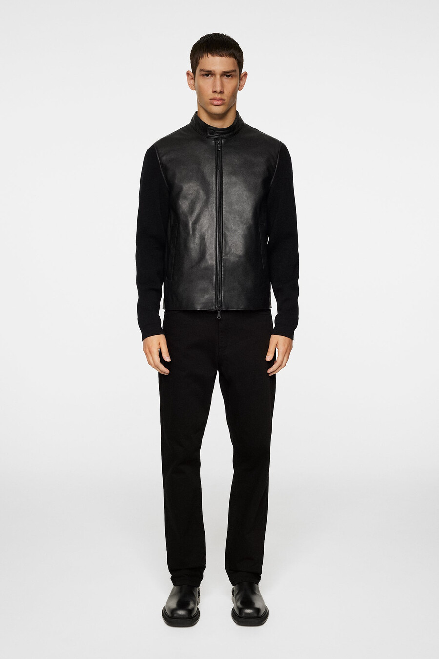 chaqueta híbrida de cuero wade