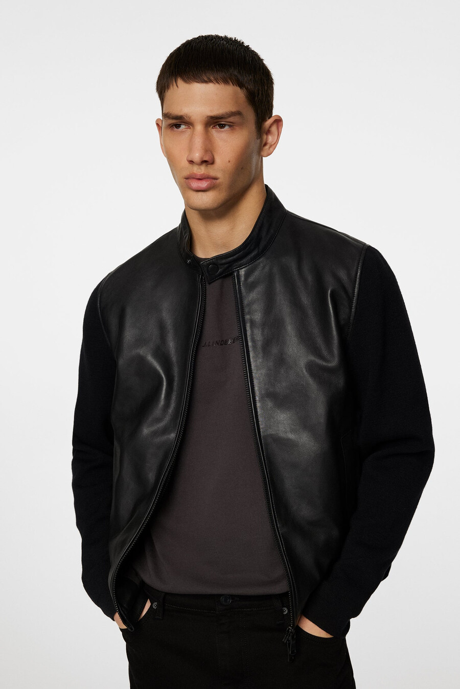 chaqueta híbrida de cuero wade