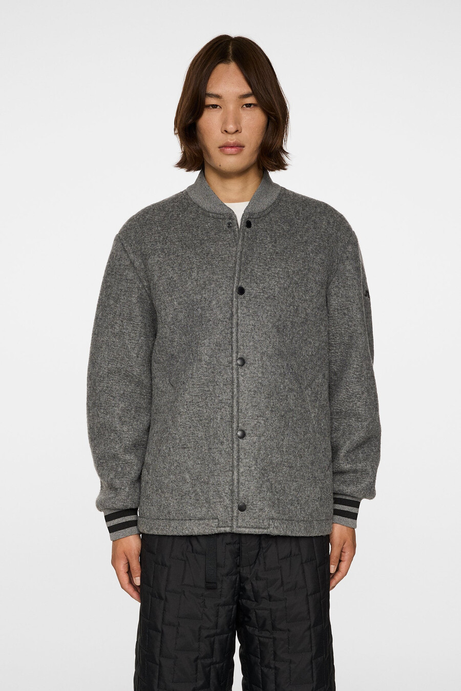 chaqueta de lana de béisbol blane