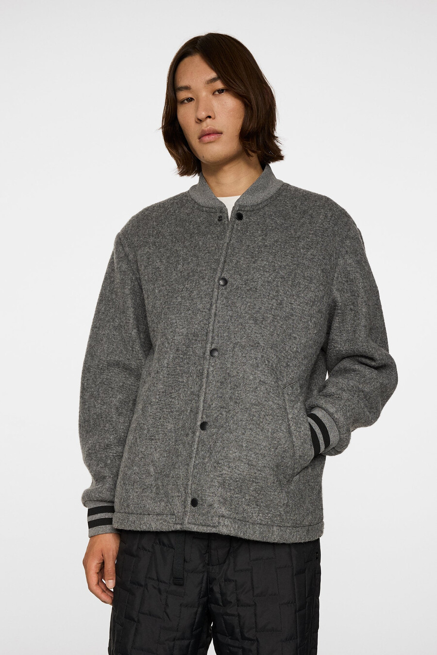 chaqueta de lana de béisbol blane