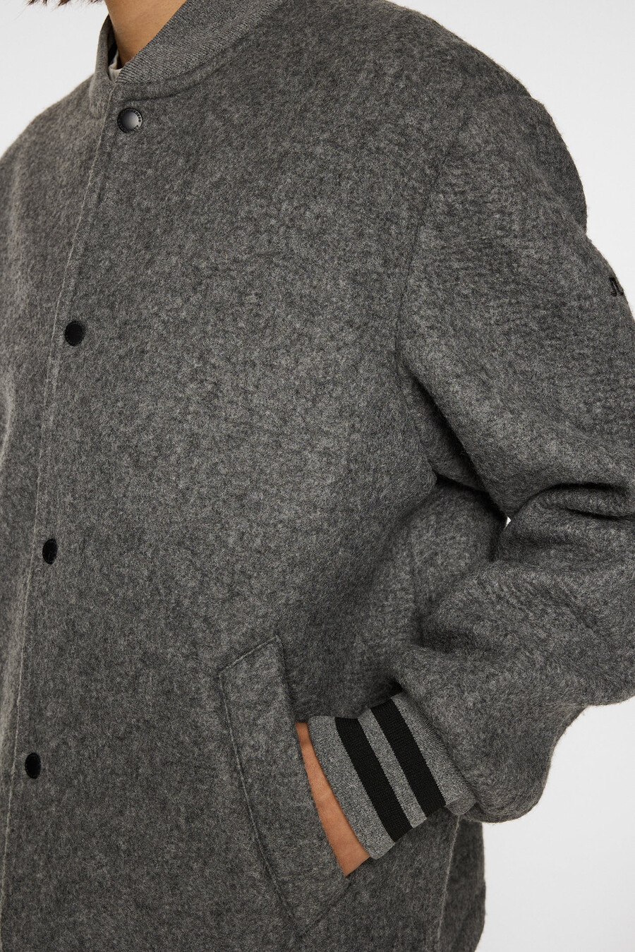 chaqueta de lana de béisbol blane