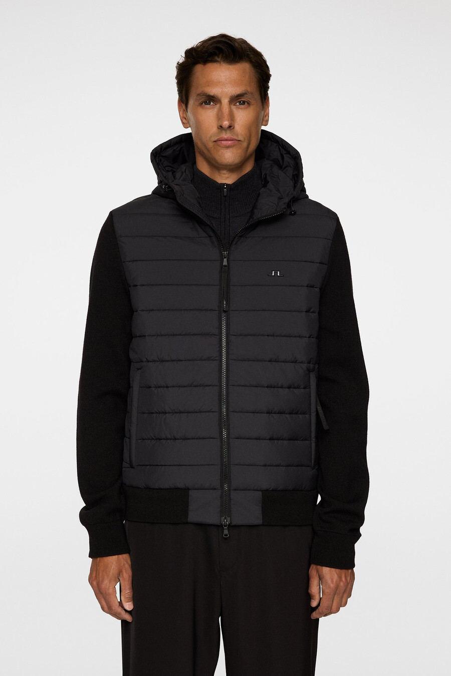 chaqueta híbrida de punto con capucha thorn