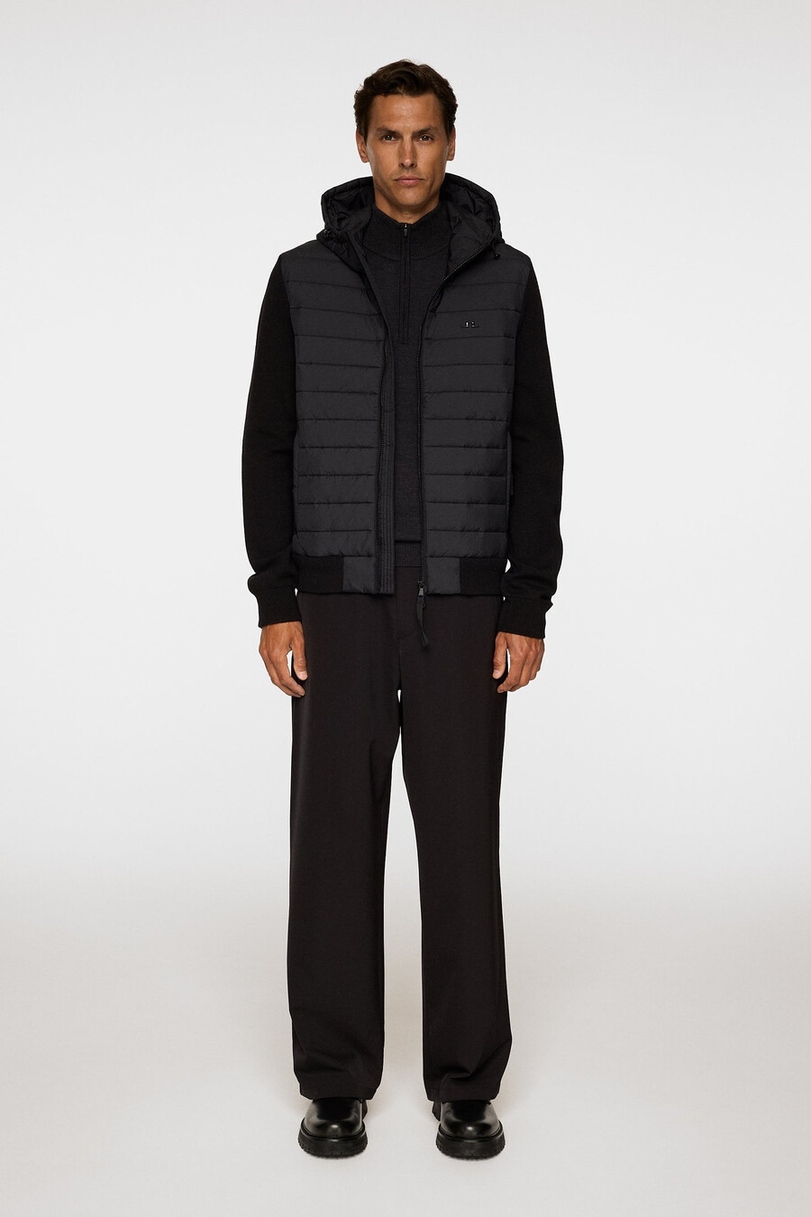 chaqueta híbrida de punto con capucha thorn