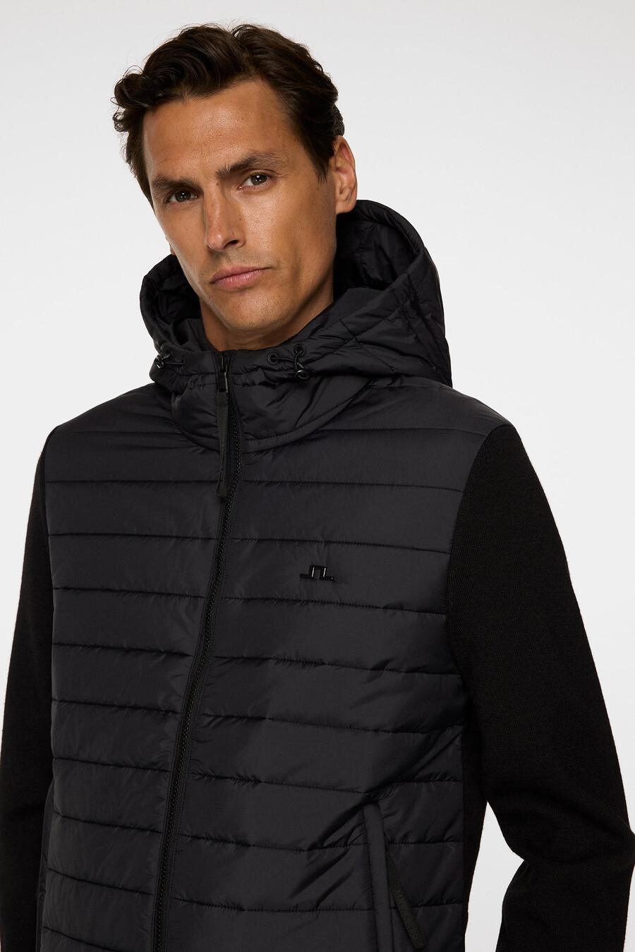 chaqueta híbrida de punto con capucha thorn