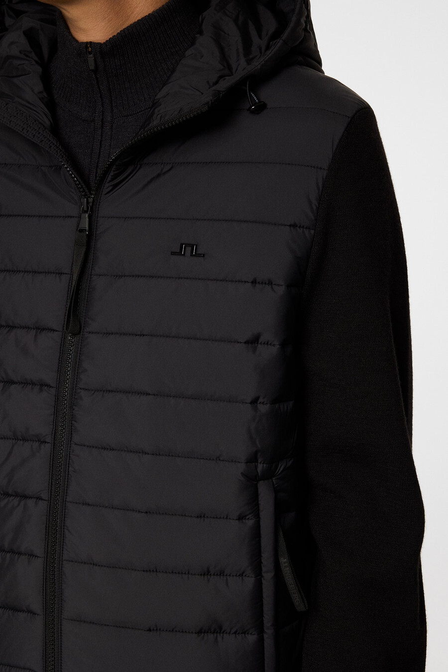 chaqueta híbrida de punto con capucha thorn
