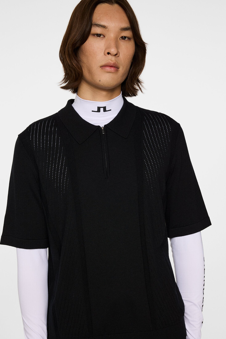 polo de punto con cremallera y estructura remy