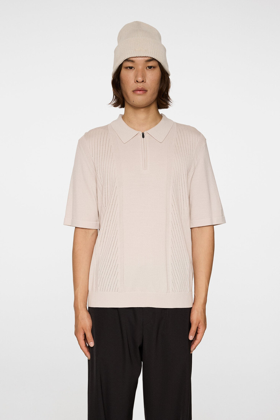 polo de punto con cremallera y estructura remy