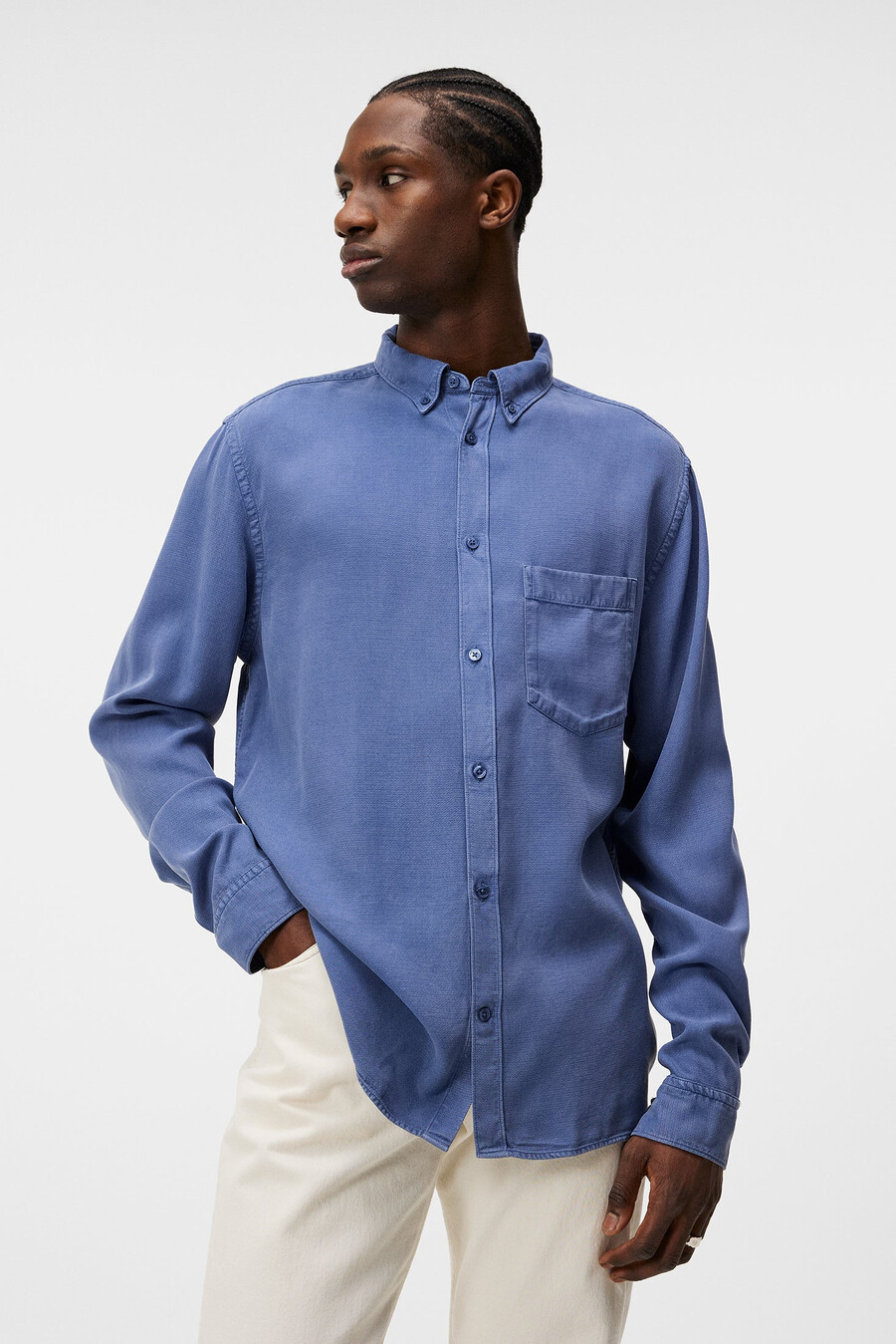 camisa de tencel con estructura de manga larga regular