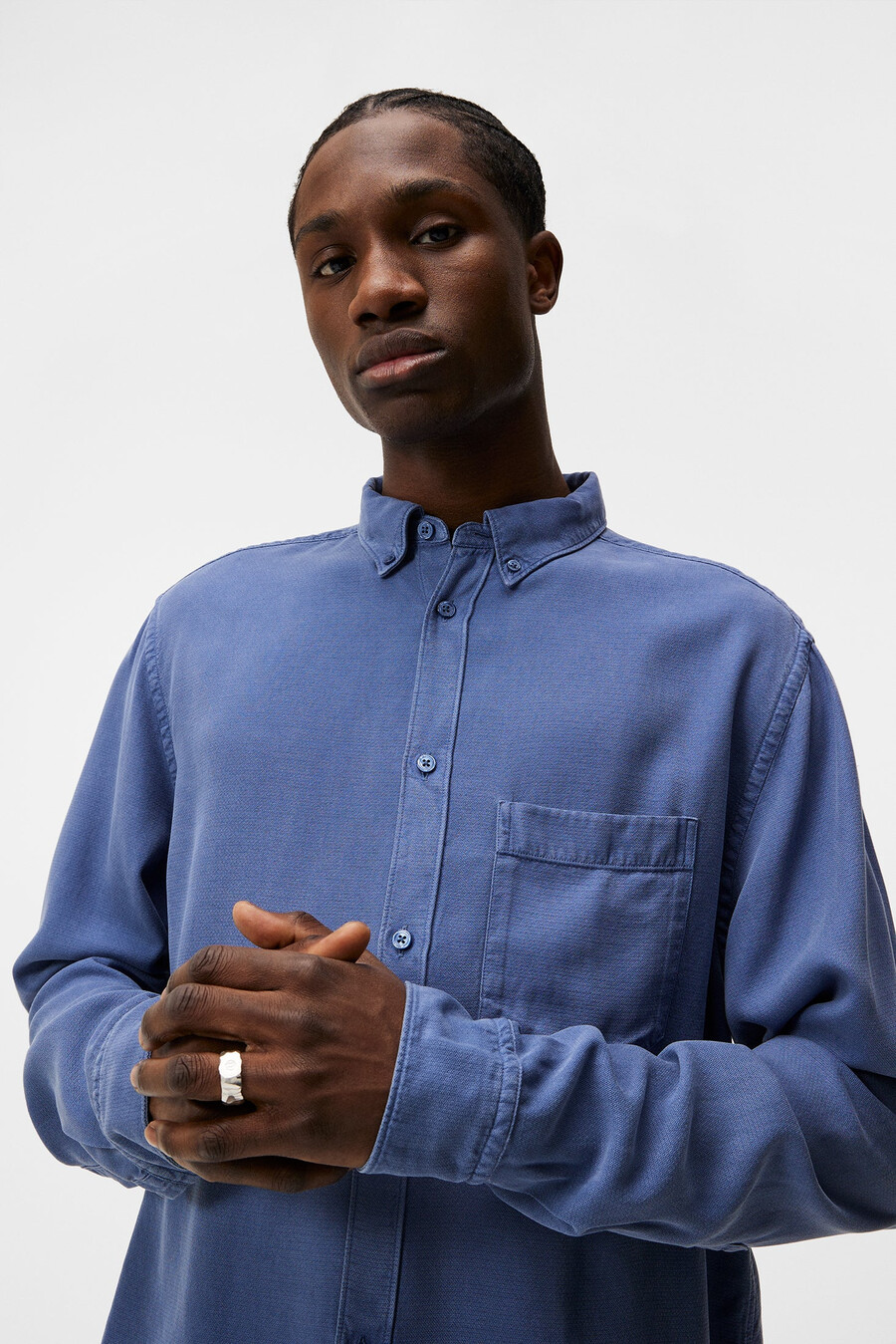 camisa de tencel con estructura de manga larga regular