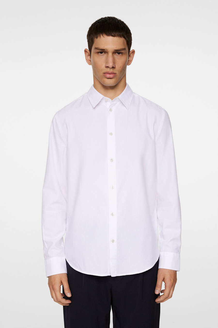 camisa de algodón tencel de manga larga entallada