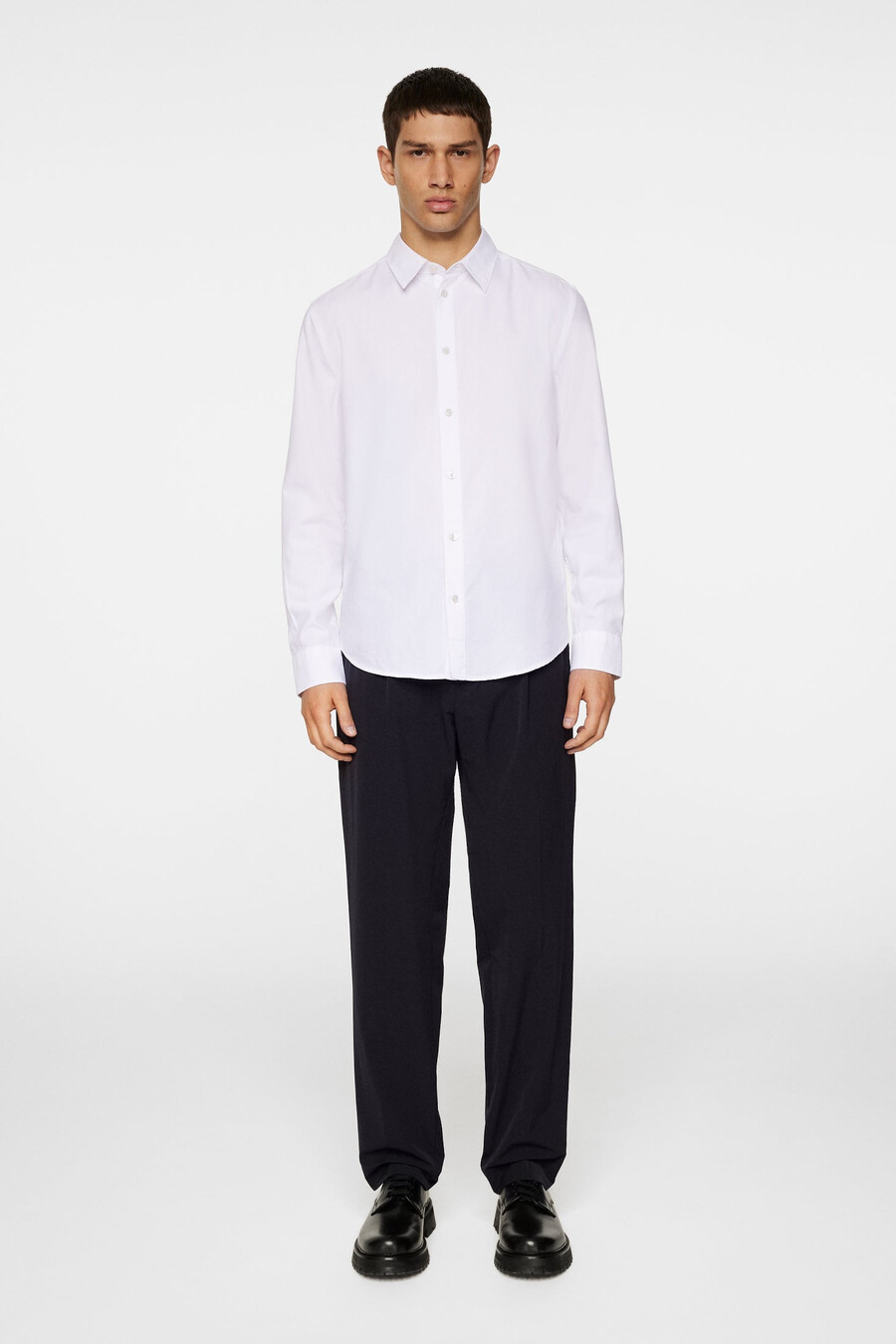 camisa de algodón tencel de manga larga entallada