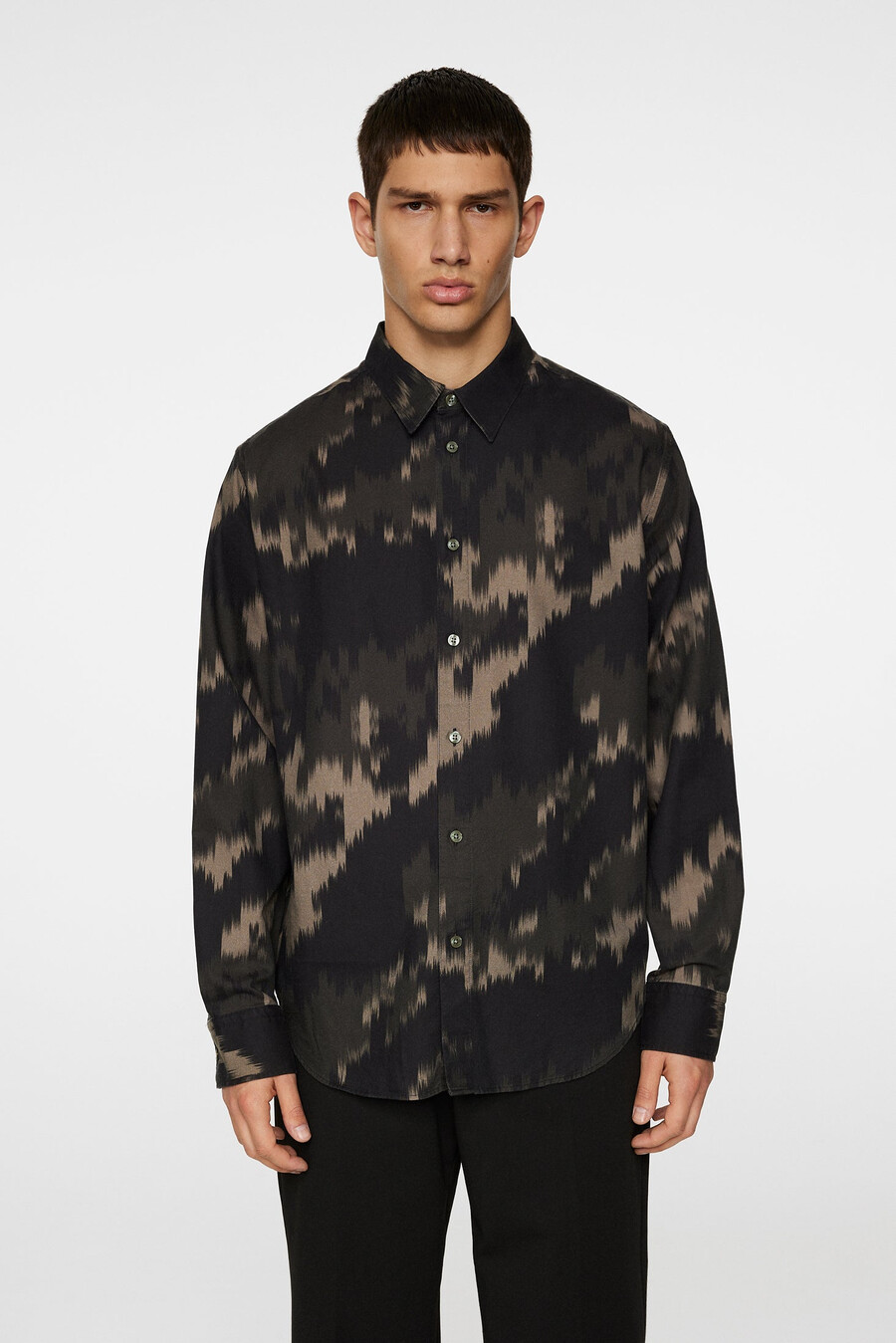camisa con estampado de tencel de manga larga regular